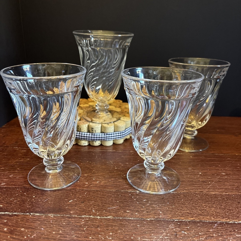 4 Fostoria Crystal Colony 5 5/8" 12 oz. Flat Iced Tea Swirl Tumbler Glasses